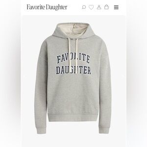 Favorite Daughter Heather Gray Pullover Hoodie with Navy Logo